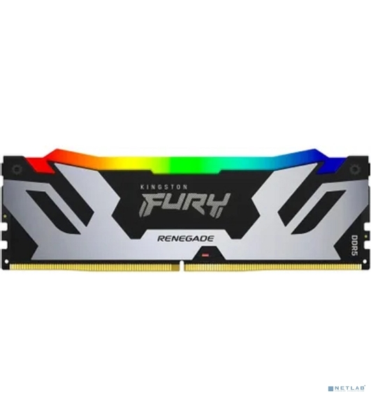 Оперативная память Kingston Fury Renegade, DDR5, 48Gb (1x48GB), 6400MHz, CL32, DIMM, с радиатором, RGB, серебристый/черный