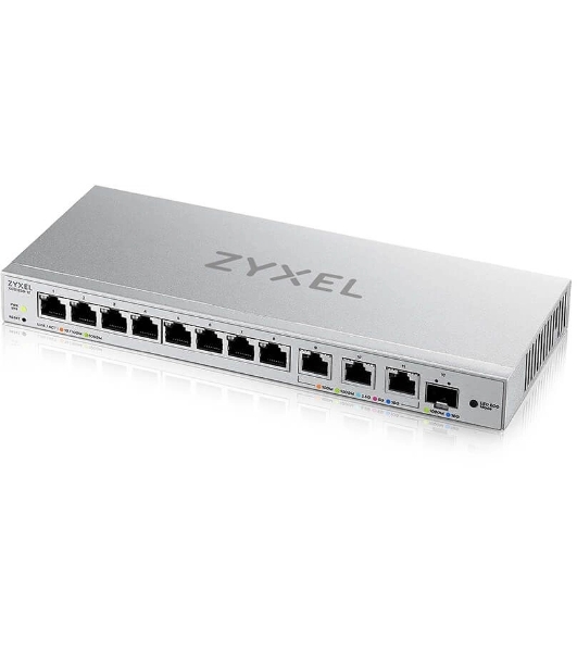 Коммутатор мультигигабитный Smart L2 коммутатор Zyxel XGS1250-12, 8xGE, 3x1/2,5/5/10G, 1xSFP+, кнопка LED ECO Mode, настольный