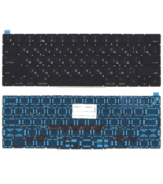 Клавиатура для ноутбука MacBook Pro 13 15 Retina A1706 черная с подсветкой плоский Enter