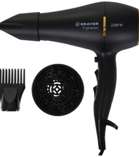 Фен-мультистайлер BRAYER BR3308 черный/золотистый, 2000 Вт, 25/32 мм