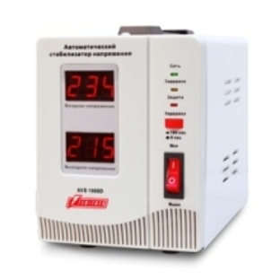 Стабилизатор напряжения Powerman AVS-D Voltage Regulator 1000VA, Digital Indication, 2x Schuko Outlets, 1m Power Cord, 230V, 1 year warranty, белый