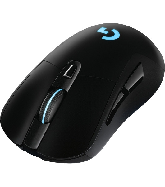 Мышь игровая Logitech G703 Lightspeed черная, сенсор 100-25600dpi (Hero25K), беспроводная 2.4GHz + USB 1,8м, 5 программируемых кнопок + колесо прокрутки, RGB-подсветка, под правую руку