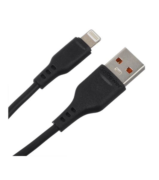 Кабель GoPower GP01L USB (m)-Lightning (m) 1.0м 2.4A ПВХ черный (1/800)