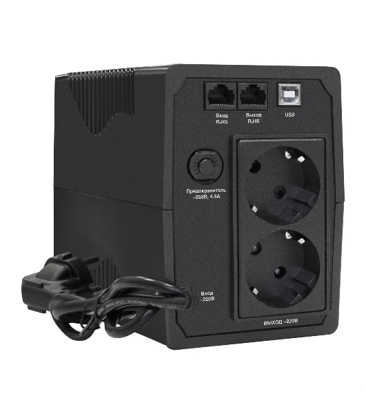 Источник бесперебойного питания ExeGate EX292786RUS Power Back BNB-1000.LED.AVR.2SH.RJ.USB 1000VA/550W,LED, AVR, 2*Schuko, RJ45/11,USB, черный