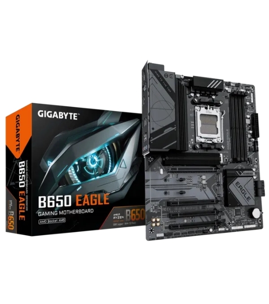 Материнская плата GIGABYTE B650 EAGLE, AM5, AMD B650, 4xDDR5, 4xSATA, 3xM.2, 1xPCI-E 4.0 x16, 1xHDMI, 1xDP, 2xUSB-C 3.2 Gen 1, 2xUSB-A 3.2 Gen 2, 6xUSB-A 2.0, 1x 1Gb LAN, 3x3.5 мм, 7.1, ATX