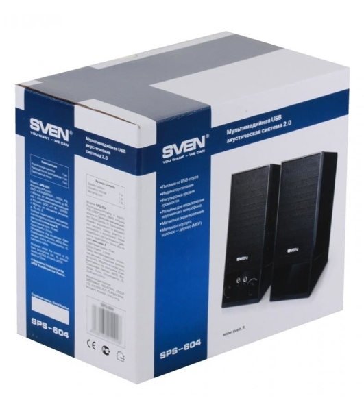 Акустическая система SVEN SPS-604 2.0 черный 4Вт
