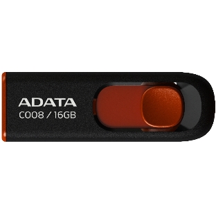 Флешка USB ADATA Classic C008 (AC008-16G-RKD), 16Gb, USB 2.0, R/W 30/6, черный/красный