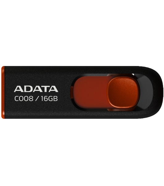 Флешка USB ADATA Classic C008 (AC008-16G-RKD), 16Gb, USB 2.0, R/W 30/6, черный/красный