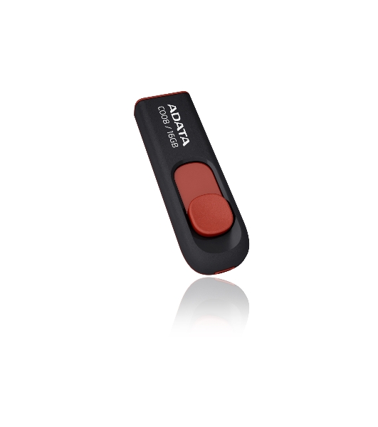 Флешка USB ADATA Classic C008 (AC008-16G-RKD), 16Gb, USB 2.0, R/W 30/6, черный/красный