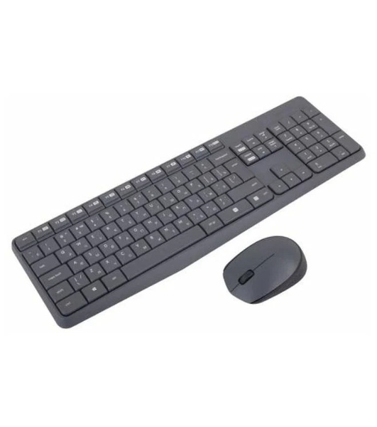 Комплект клавиатура+мышь Logitech MK235 беспроводной, USB, 1000 DPI, серый