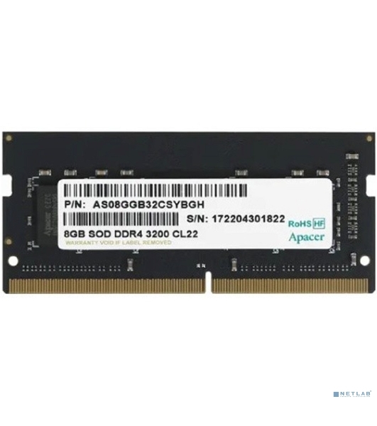 Оперативная память Apacer, DDR4, 8GB (1x8GB), 3200MHz, CL22, SO-DIMM