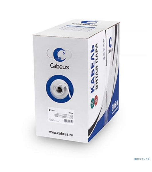 Кабель витая пара Cabeus UTP-4P-Cat.5e-SOLID-GY-LIGHT UTP (U/UTP), категория 5e, 4 пары 0,47мм (24 AWG), PVC нг(А)-LS, серый (305 м)