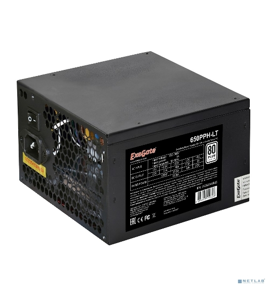 Блок питания ExeGate 650PPH-LT-OEM (EX282046RUS-OEM), 650Вт, 80 PLUS, 120мм, черный