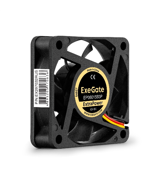 Вентилятор для корпуса ExeGate ExtraPower EP06015B3P черный, 60 мм, 5000 об/мин, 34 дБ, 3 pin