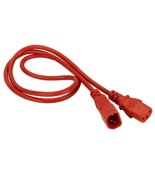 Шнур питания C13-C14, 3х0.75, 220В, 10А, красный, 1.8 метра