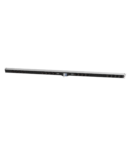 Блок силовых розеток Rem Rem-32, Shuko х 16, IEC 60320 С19 х 8, вход колодка, 1463х45х45 мм (ВхШхГ), 32А, автомат + амперметр, черный, без шнура