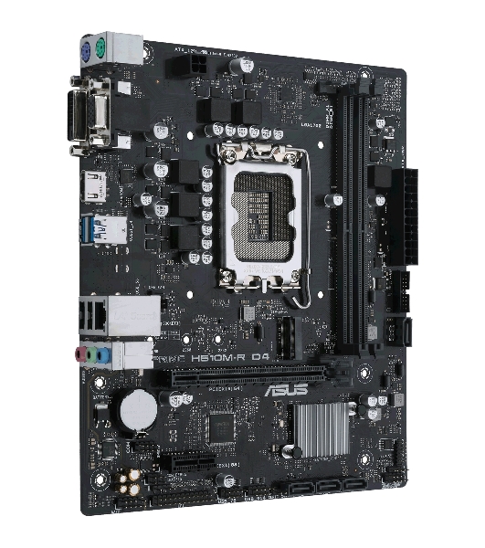 Материнская плата ASUS PRIME H610M-R D4-SI, LGA 1700, Intel H610, 2xDDR4, 4xSATA, 1xM.2 PCIe 3.0 x4, 1xPCIe 4.0 x16, 1xPCIe x1, 1xHDMI, 1xDVI, 1xVGA, 2xUSB-A 2.0, 2xUSB-A 3.2 Gen 1, 1x 1Gb LAN, 3x3.5 мм, 7.1, mATX