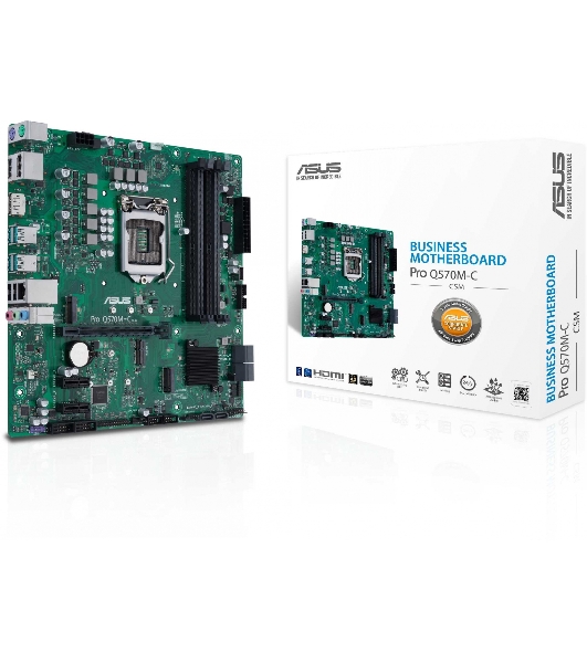 Материнская плата ASUS Pro Q570M-C/CSM, LGA1200, Intel Q570, 4xDDR4, 6xSATA, 2xM.2, 1xPCIe 4.0/3.0 x16, 2xPCIe 3.0 x1, 2xDisplayPort, 1xHDMI, 1x 1Gb LAN, 4xUSB 3.2 Gen 2 (Type-A), 2xUSB 2.0 (Type-A), 3x3.5 мм, 7.1, mATX