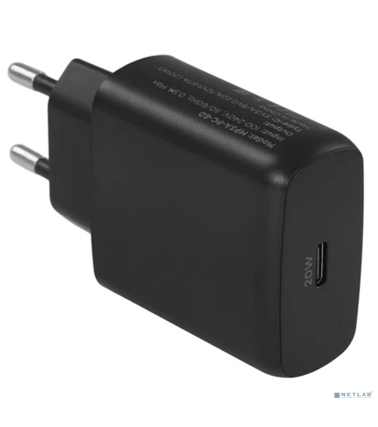 Зарядное устройство Cablexpert MP3A-PC-60 20Вт GaN, 3А, QC4.0/PD, 1xType-C, черный, пакет