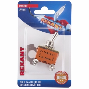 Тумблер Rexant 250V 15А (4c) ON-OFF двухполюсный (KN-201) (в упак. 1шт.)