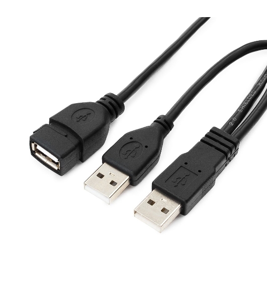 Кабель удлинитель USB 2.0 2xAM/AF 1.8м Gembird PRO, позол.конт., черный, пакет