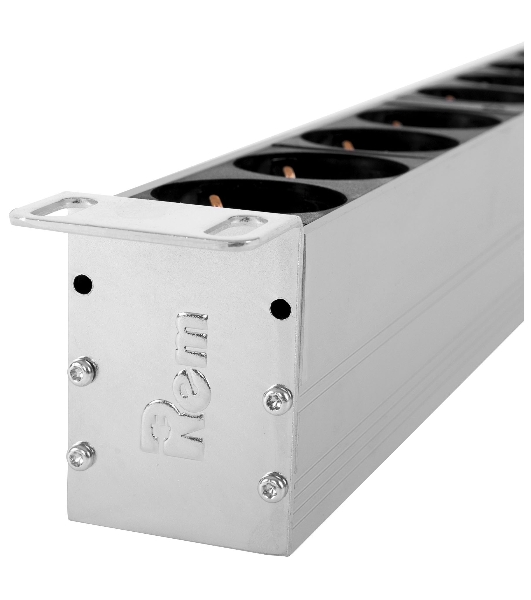 Блок силовых розеток Rem Rem-32, Shuko х 16, IEC 60320 С19 х 8, вход колодка, 1463х45х45 мм (ВхШхГ), 32А, автомат + амперметр, черный, без шнура