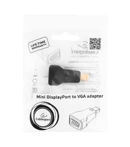 Переходник miniDisplayPort - VGA, Cablexpert A-mDPM-VGAF-01, 20M/15F, черный, пакет
