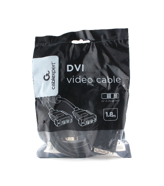 Кабель DVI-D single link Cablexpert CC-DVIL-BK-6, 19M/19M, 1.8м, CCS, черный, экран, феррит.кольца, пакет