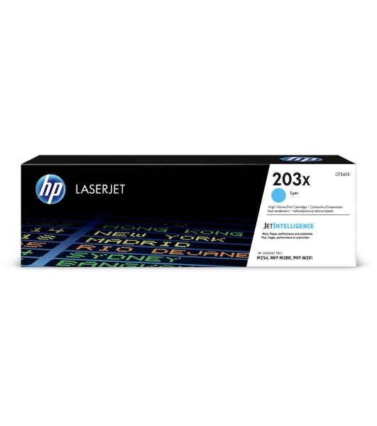 Картридж лазерный HP CF541X (HP 203X) голубой для HP LaserJet M254/M280/M281 2500 страниц.