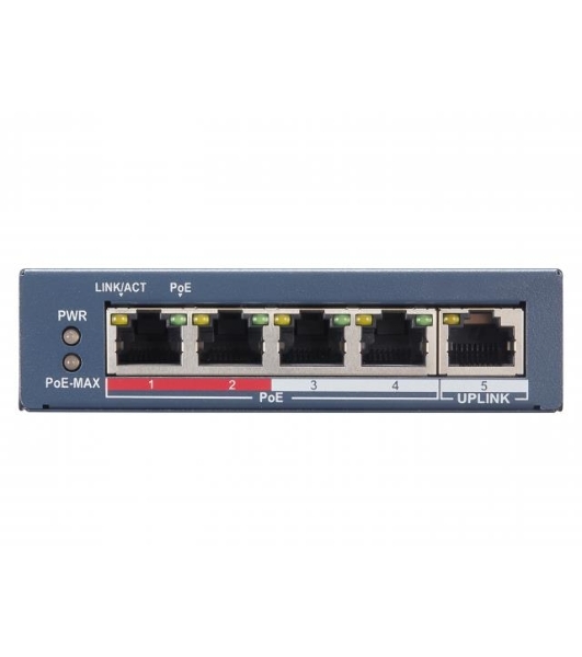 Коммутатор HiWatch SWT-1105P, 4×100 Мбит/с PoE + 1×1 Гбит/с, настраиваемый