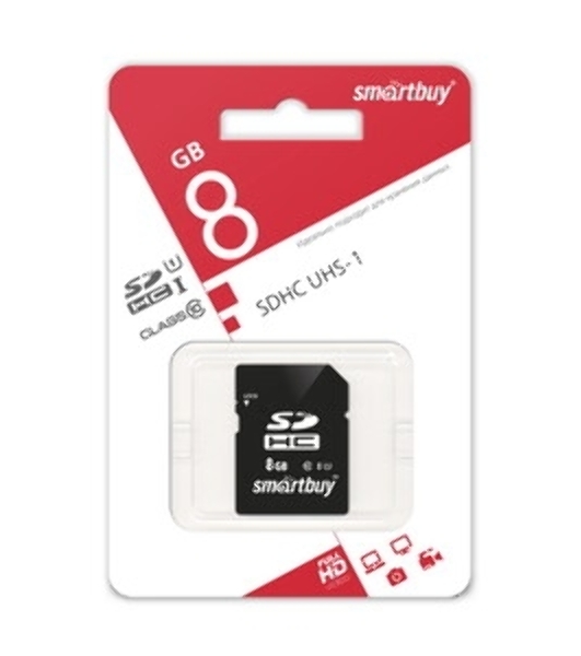 Флеш карта SD 8Gb, Smartbuy SDHC Class 10