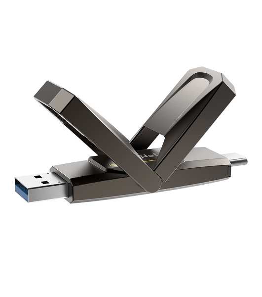 Флешка USB Netac US5 (NT03US5C-512G-32TA), 512Gb, USB 3.2/TypeC, R/W 550/500, черный