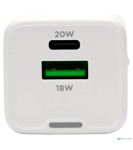 Зарядное устройство Cablexpert MP3A-PC-61, 20Вт GaN, 3А, QC4.0/PD, 1xUSB, 1xType-C, белый, пакет