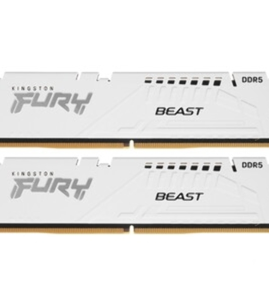 Оперативная память Kingston Fury Beast, DDR5, 32Gb (1x32Gb), 5600MHz, CL36, DIMM, с радиаторами, белый