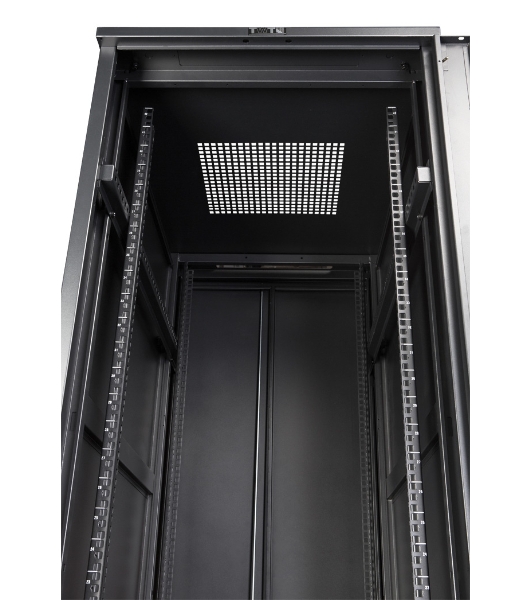 Шкаф серверный Lanmaster (TWT-CBB-42U-8X10-G1) напольный 42U 800x1000 мм пер. дв. стекл. задн. дв. двуст. 2 бок. пан. 800 кг черный IP20