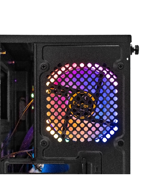 Компьютерный корпус Minitower ExeGate Mistery R2-NPX600 (mATX, БП 600NPX с вент. 12 см, 2*USB+1*USB 3.0, аудио, черный, 1 вент. 12см с RGb подсветкой и полоса на передней панели, боковая панель - закаленное стекло)