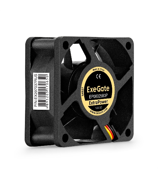 Вентилятор для корпуса ExeGate ExtraPower EP06025B3P черный, 60 мм, 4500 об/мин, 31 дБ, 3 pin