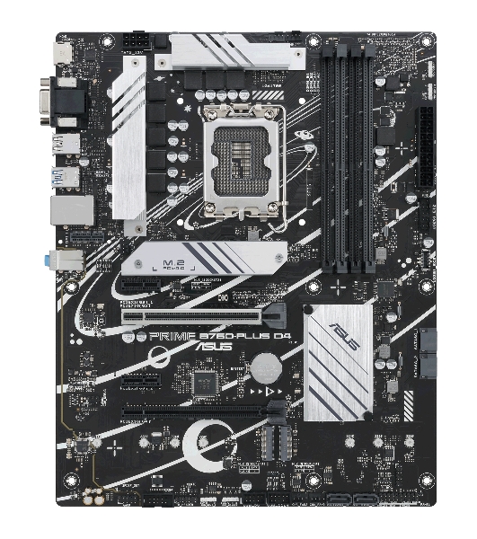 Материнская плата ASUS PRIME B760-PLUS D4, LGA 1700, Intel B760, 4xDDR4, 4xSATA, 3xM.2, 1xPCIe 4.0 x4, 1xPCIe 5.0 x16, 1xHDMI, 1xDP, 1xVGA, 1x 2.5Gb LAN, 1xUSB 3.2 Gen 2, 2xUSB-A 3.2 Gen 2, 3x3.5 мм, 7.1, ATX