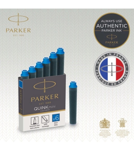 Картридж Parker Quink Z17 Mini (CW1950409) синие чернила, для ручек перьевых (6шт)