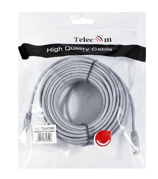 Патч-корд 20м 'Telecom' UTP кат.5е RJ45, литой, серый, NA102--20M