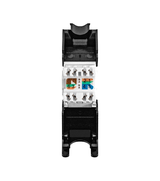 Модуль-вставка Keystone Jack RJ-45 ExeGate KJ-8P8C-U-C5e-180-TL (Кат.5e, неэкранированная, 180 градусов, IDC Toolless (без инструмента))