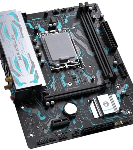 Материнская плата Maxsun MS-B760M GAMING WIFI GANK V2, LGA 1700, Intel B760, 2xDDR5, 4xSATA, 1xM.2, 1xPCIe 4.0 x16, 1xPCIe 3.0 x4, 1xHDMI, 1xVGA, 1x1Gb LAN, 2xUSB 3.2 Gen 2, 4xUSB 2.0, Bluetooth, Wi-Fi 802.11ax, 7.1, Micro-ATX