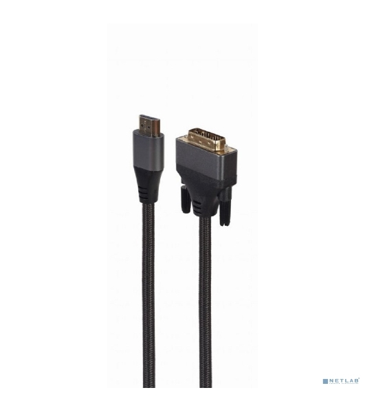 Кабель HDMI-DVI Cablexpert CC-HDMI-DVI-4K-6, 19M/19M, single link, 4K, медь, нейлоновая оплетка, метал.разъемы, 1.8м, черный, коробка