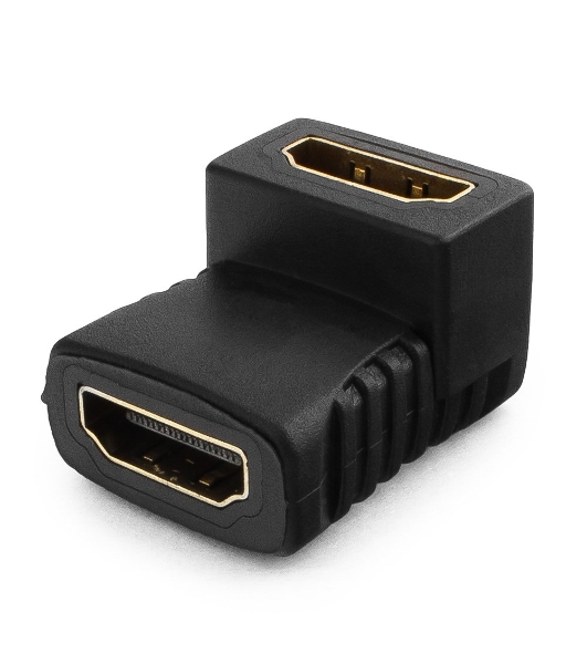 Переходник Gembird Переходник HDMI-HDMI 19F/19F, угловой, золотые разъемы, пакет