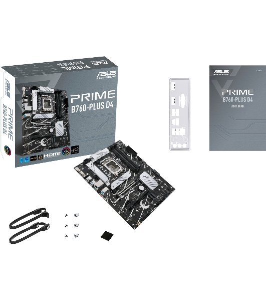 Материнская плата ASUS PRIME B760-PLUS D4, LGA 1700, Intel B760, 4xDDR4, 4xSATA, 3xM.2, 1xPCIe 4.0 x4, 1xPCIe 5.0 x16, 1xHDMI, 1xDP, 1xVGA, 1x 2.5Gb LAN, 1xUSB 3.2 Gen 2, 2xUSB-A 3.2 Gen 2, 3x3.5 мм, 7.1, ATX