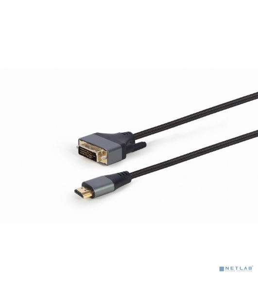 Кабель HDMI-DVI Cablexpert CC-HDMI-DVI-4K-6, 19M/19M, single link, 4K, медь, нейлоновая оплетка, метал.разъемы, 1.8м, черный, коробка