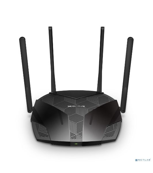 Двухдиапазонный роутер MERCUSYS MR80X AX3000 Wi-Fi 6, до 574 Мбит/с на 2,4 ГГц + до 2402 Мбит/с на 5 ГГц,4 фиксированные внешние антенны, 3 гигабитных порта LAN, 1 гигабитный порт WAN