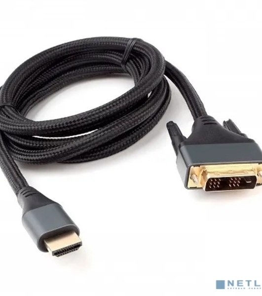 Кабель HDMI-DVI Cablexpert CC-HDMI-DVI-4K-6, 19M/19M, single link, 4K, медь, нейлоновая оплетка, метал.разъемы, 1.8м, черный, коробка