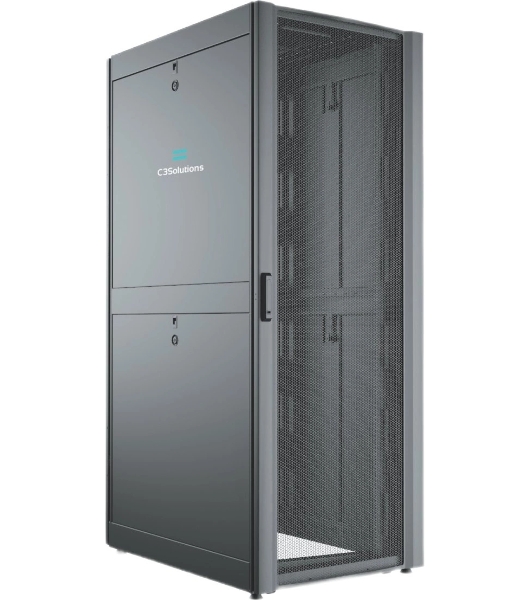 Шкаф серверный C3 Solutions (C3.RF2401) напольный 24U 600x1050 мм пер. дв. перфор. 2 бок. пан. направл. под закл. гайки 1500 кг черный 1182 мм металл