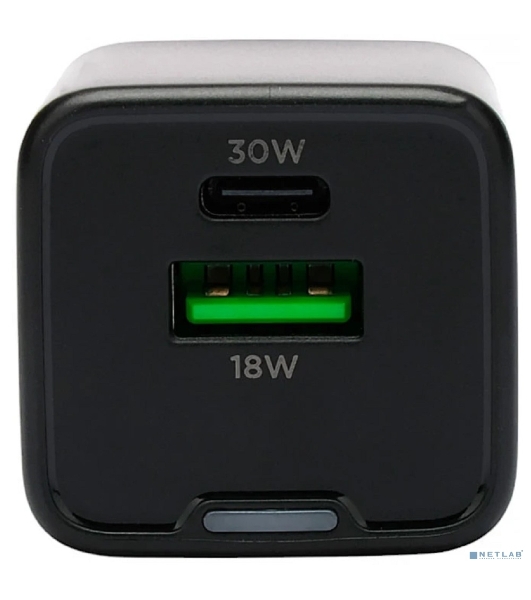 Зарядное устройство Cablexpert MP3A-PC-64, 30Вт GaN, 3А, QC4.0/PD, 1xUSB, 1xType-C, черный, пакет